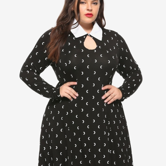 Hot Topic Moon Print Long-Sleeve Collared Dress- Size 3x- READ DESCRIPTION - Picture 2 of 7